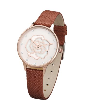 New Minimalist and Fashionable Watch with Hollowed Out Rose Brown Strap Wristwatch Clock Gift